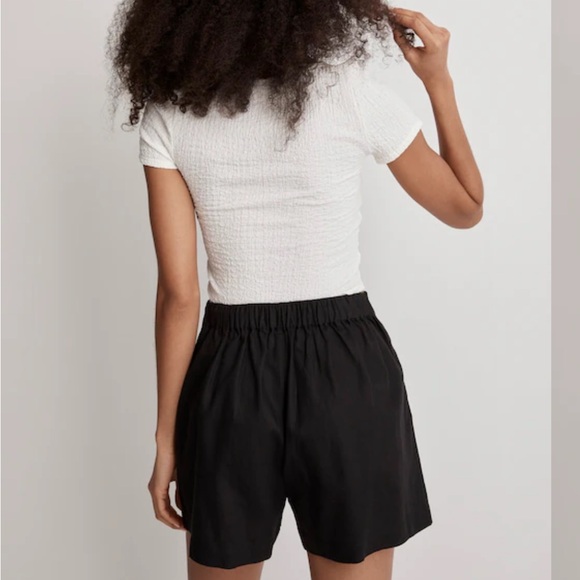 Madewell Women's Clean Pull On Shorts in Linen/Cotton Black size S - Picture 8 of 9